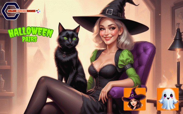 Halloween Pairs Memory Match Puzzle Game