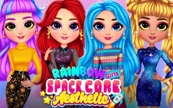 Rainbow Girls Space Core Aesthetic Dress Up Game Online